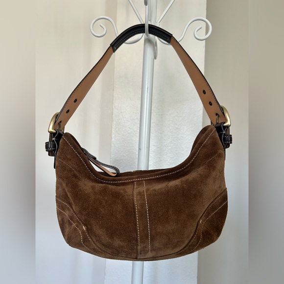 Coach #9503 brown suede small hobo - Picture 2 of 10